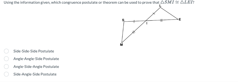  Using the information given, which congruence postulate or theorem can be