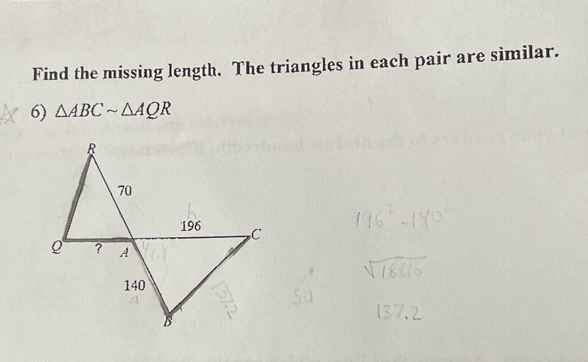 Could you please help me find the missing length? Find the missing