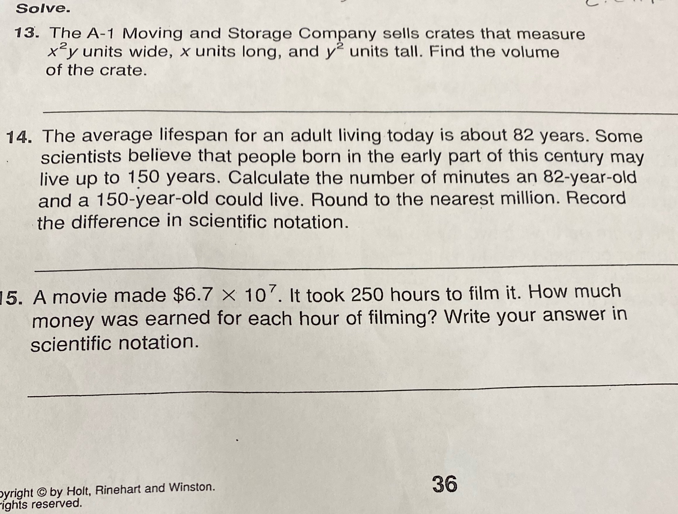  Solve. / b, .- .. | 13'. The A1 Moving and