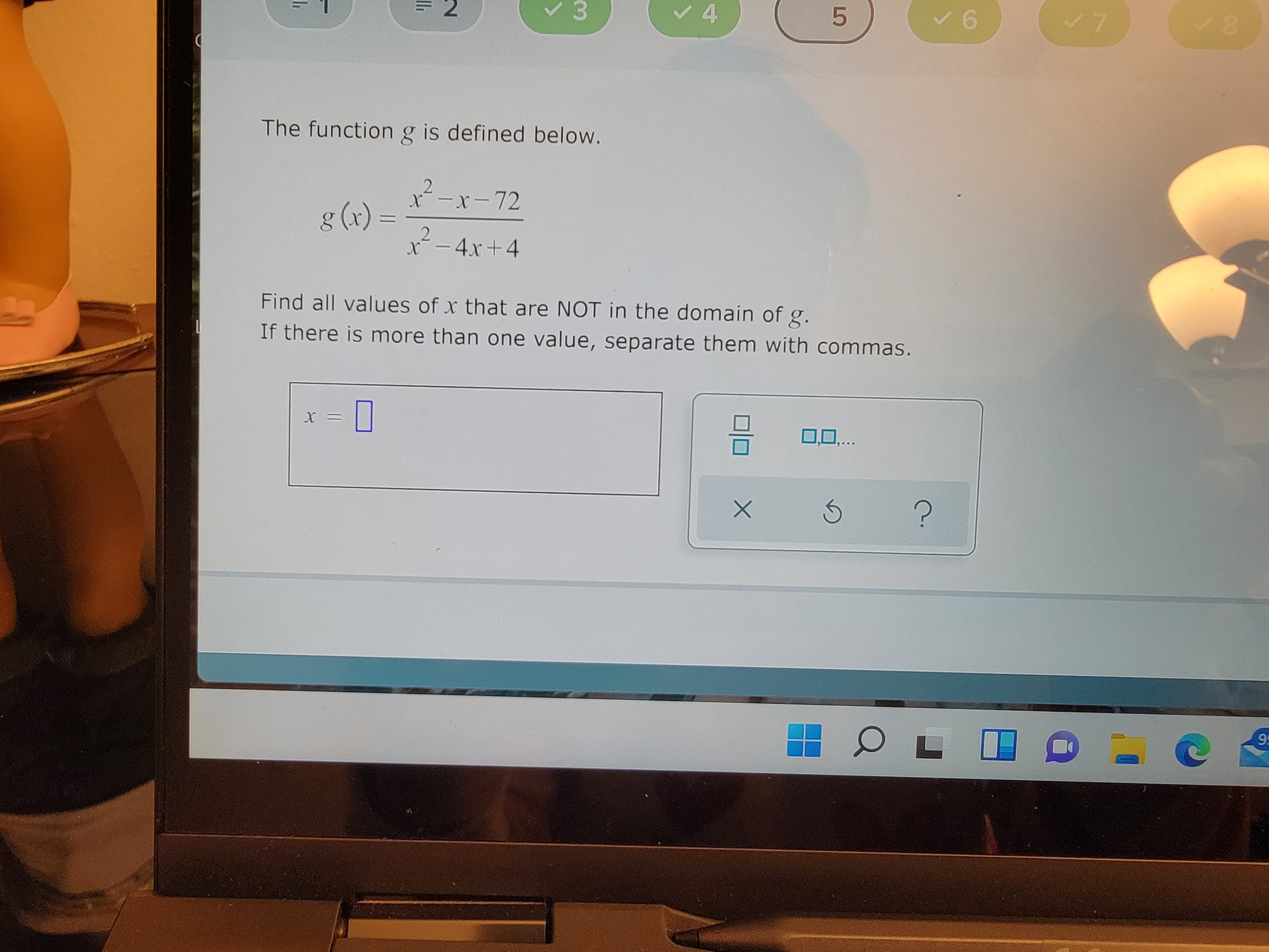  3 4 5 V 6 8 The function g is defined