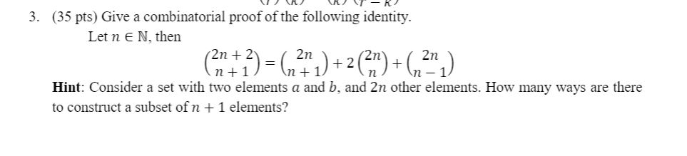 You need to use a combinatorial proof using sets and subsets as