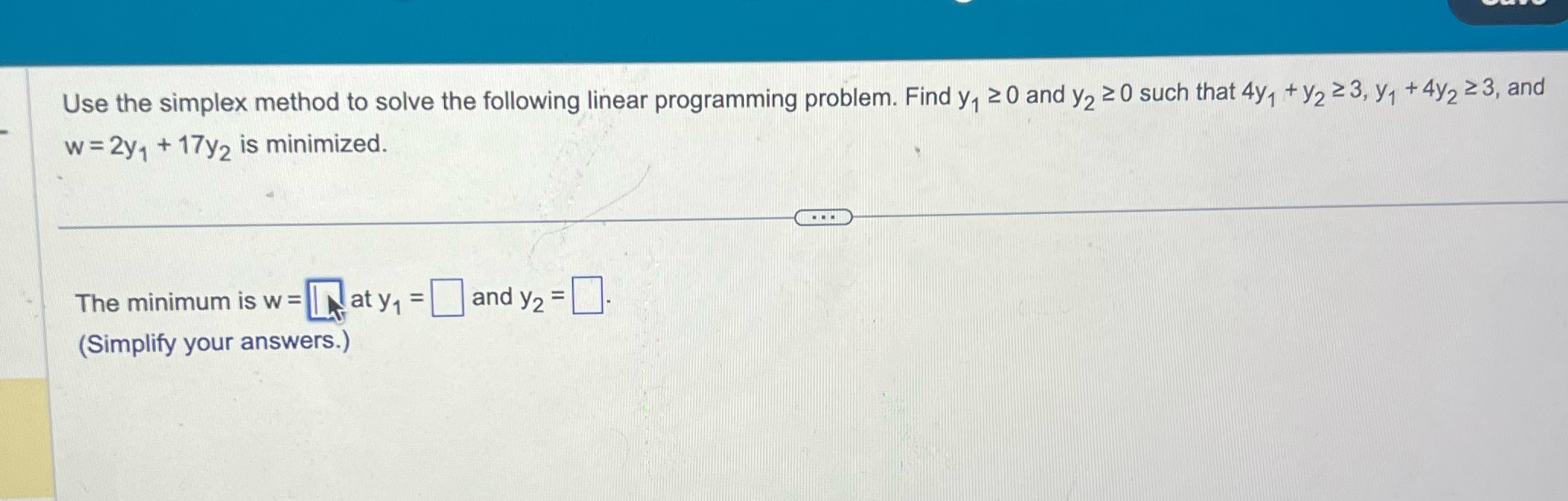 Use the simplex method to solve the following linear programming problem.