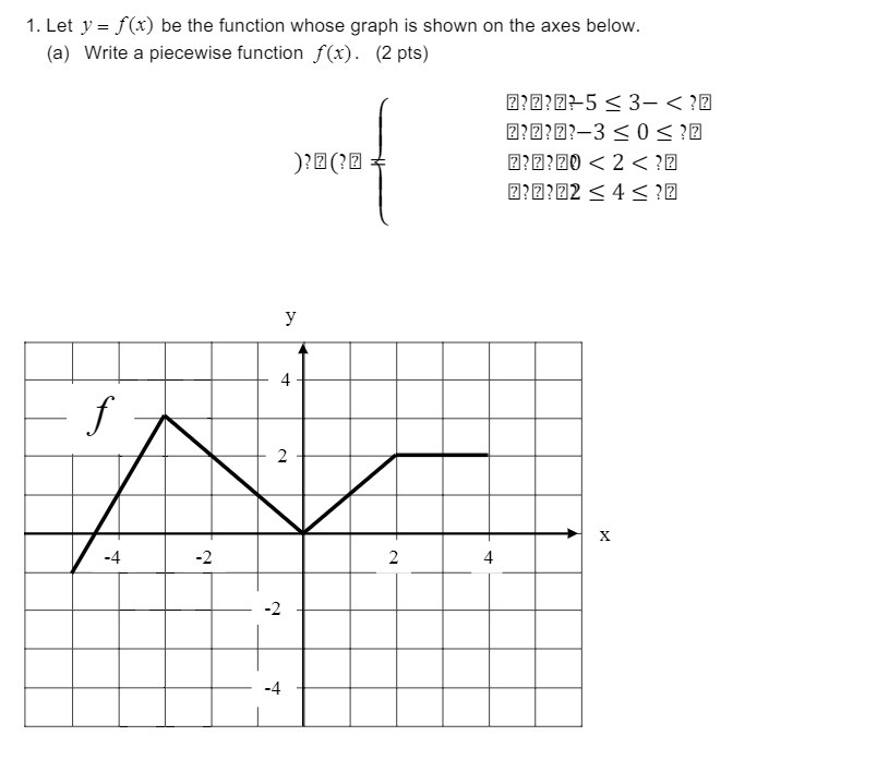 1. Let y = f(x) be the function whose graph is
