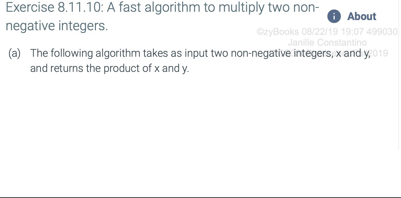  Exercise 8.1 1 .10: A fast algorithm to multiply two non-