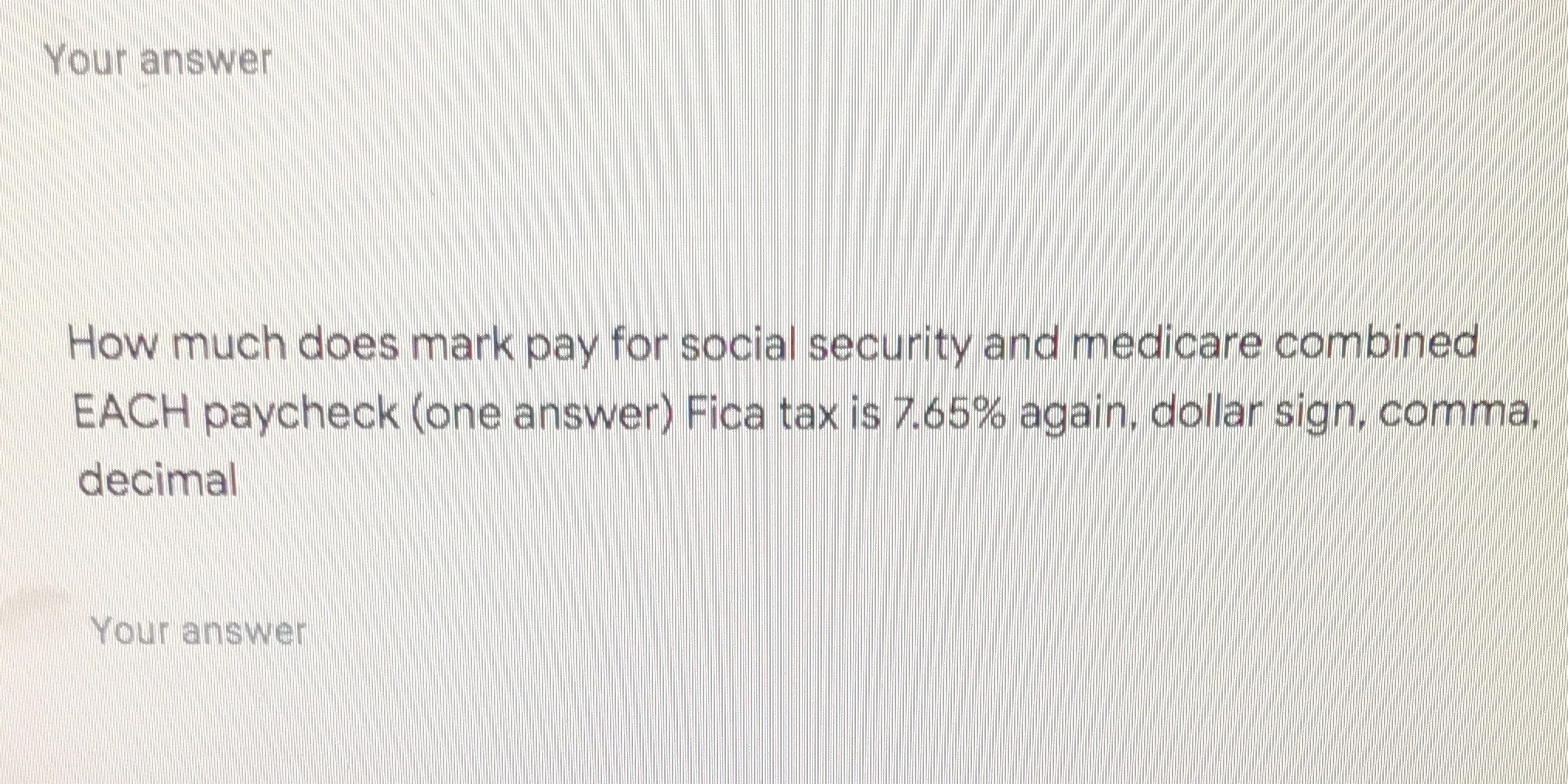 Need the answer Your answer How much does mark pay for social