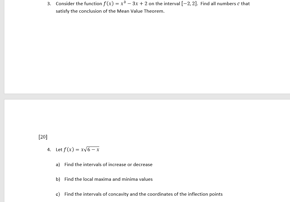 I need help, thanks. 3. Consider the function f(x) = x3 3x