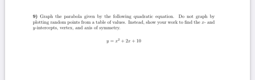 of the axis of symmetry to a parabola given by y =