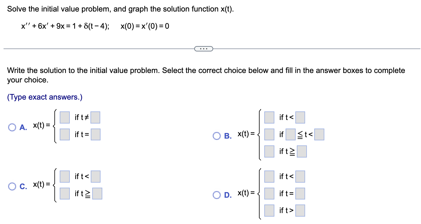 1. Solve the initial value problem, and graph the solution function x(t).