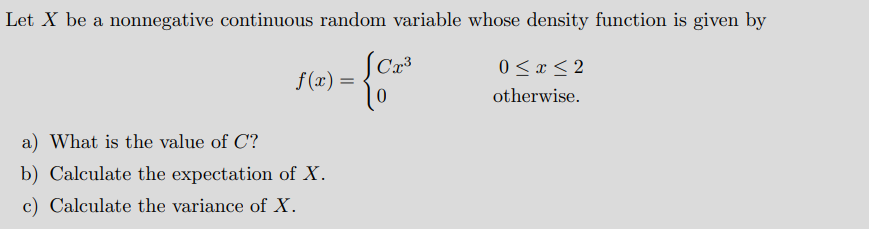 answer the question Let X be a nonnegative continuous random variable whose