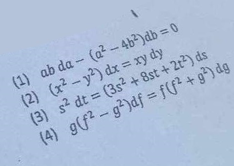 Obtain the general solution for each. (1) ab da - (a2 -