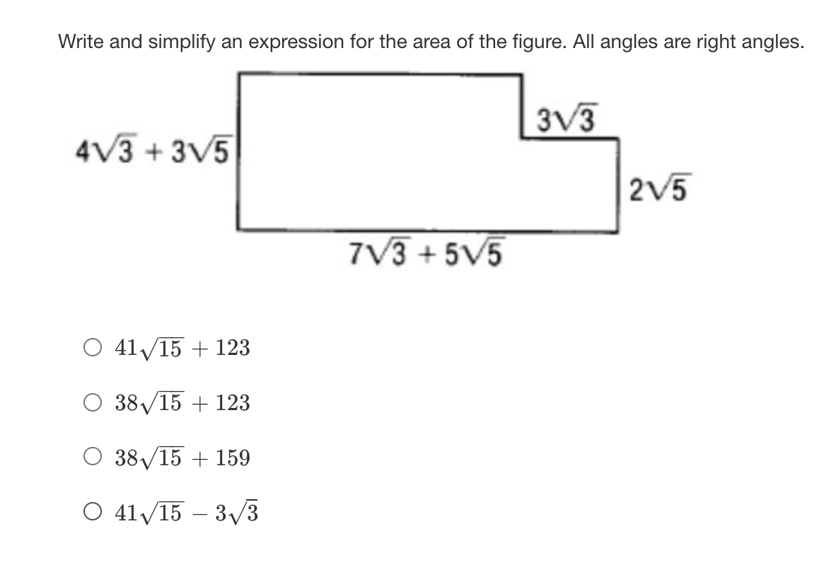 Need help asap! Write and simplify an expression for the area of