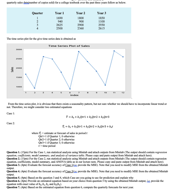 Use a minitab for the first question. The data is given in