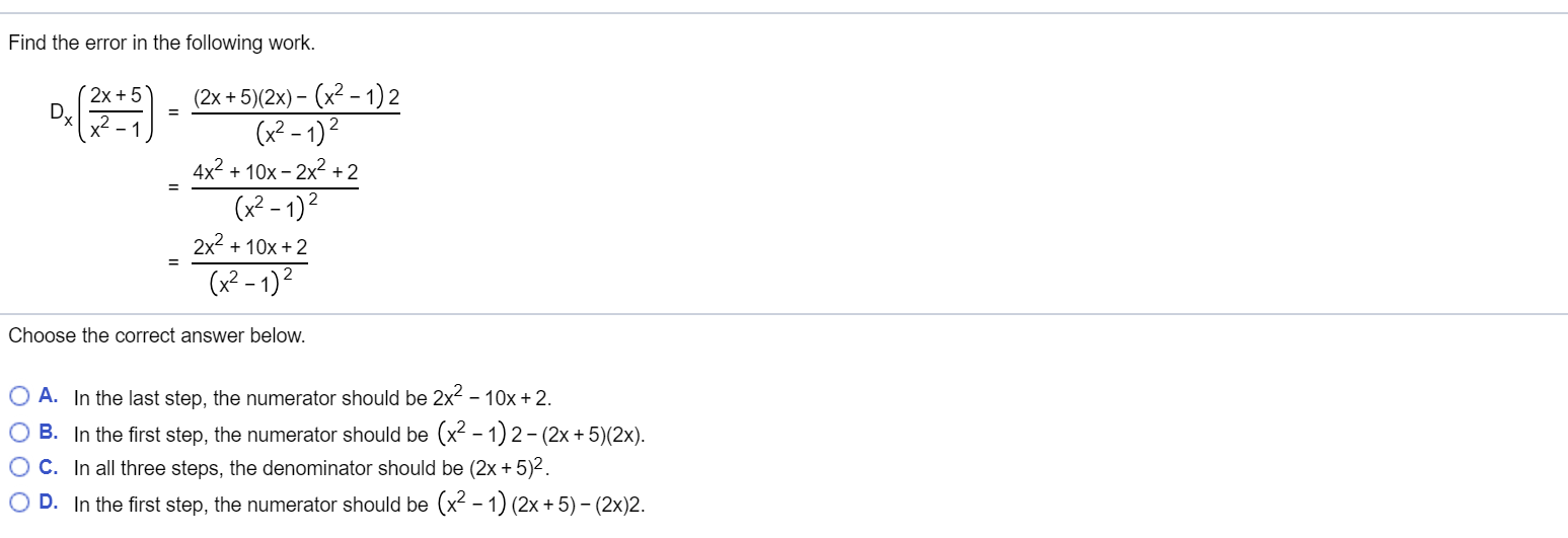 Question:can you please help me by expressing this question Find the error
