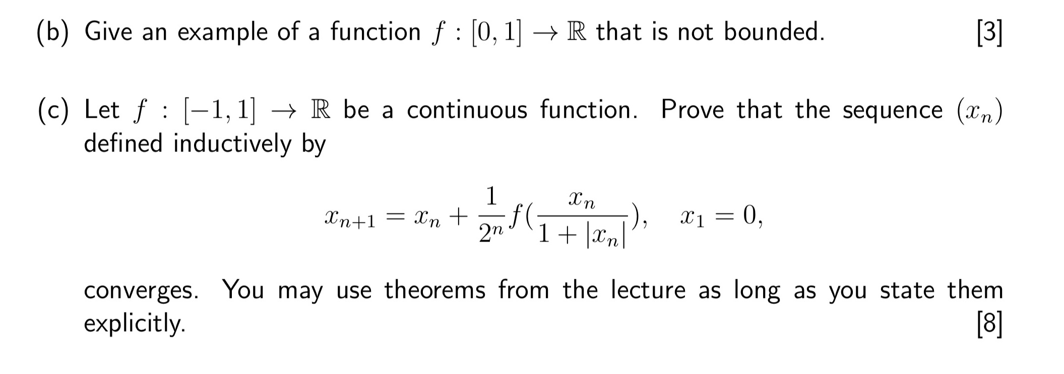 (b) Give an example of a function f : [0,1] >
