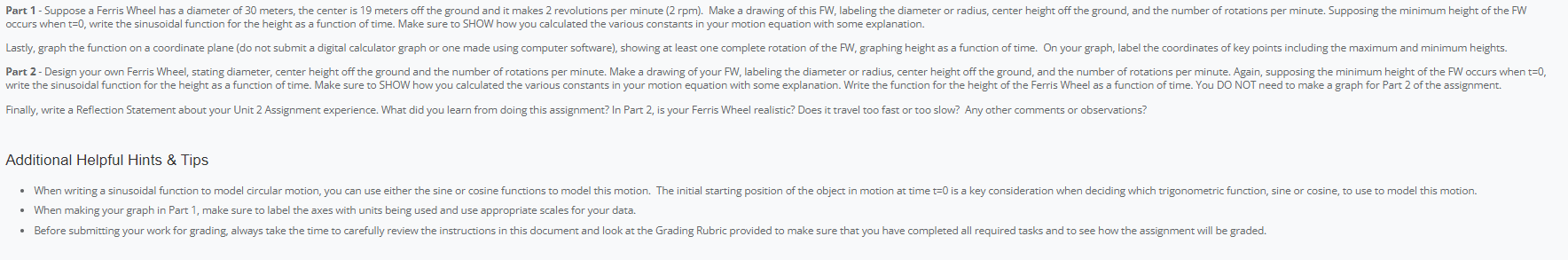 will use some of the fallowing unit objectives: About radians, a method