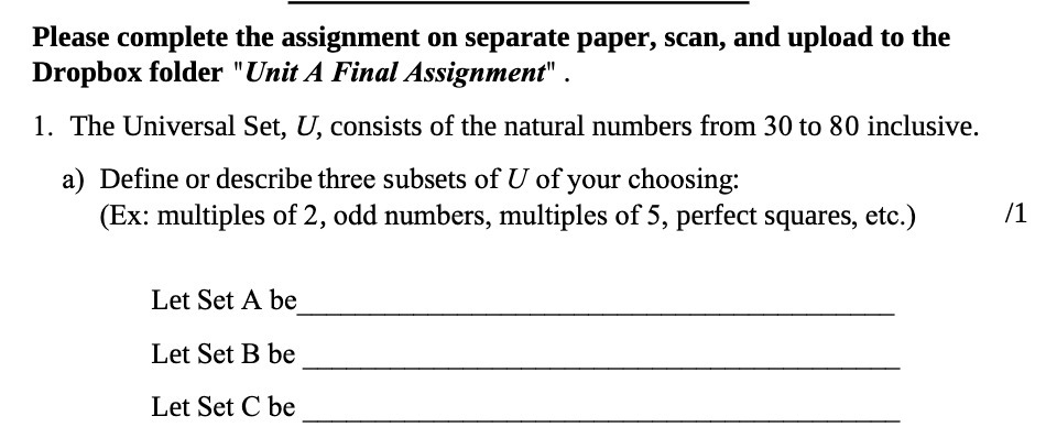 Please complete the assignment on separate paper, scan, and upload to