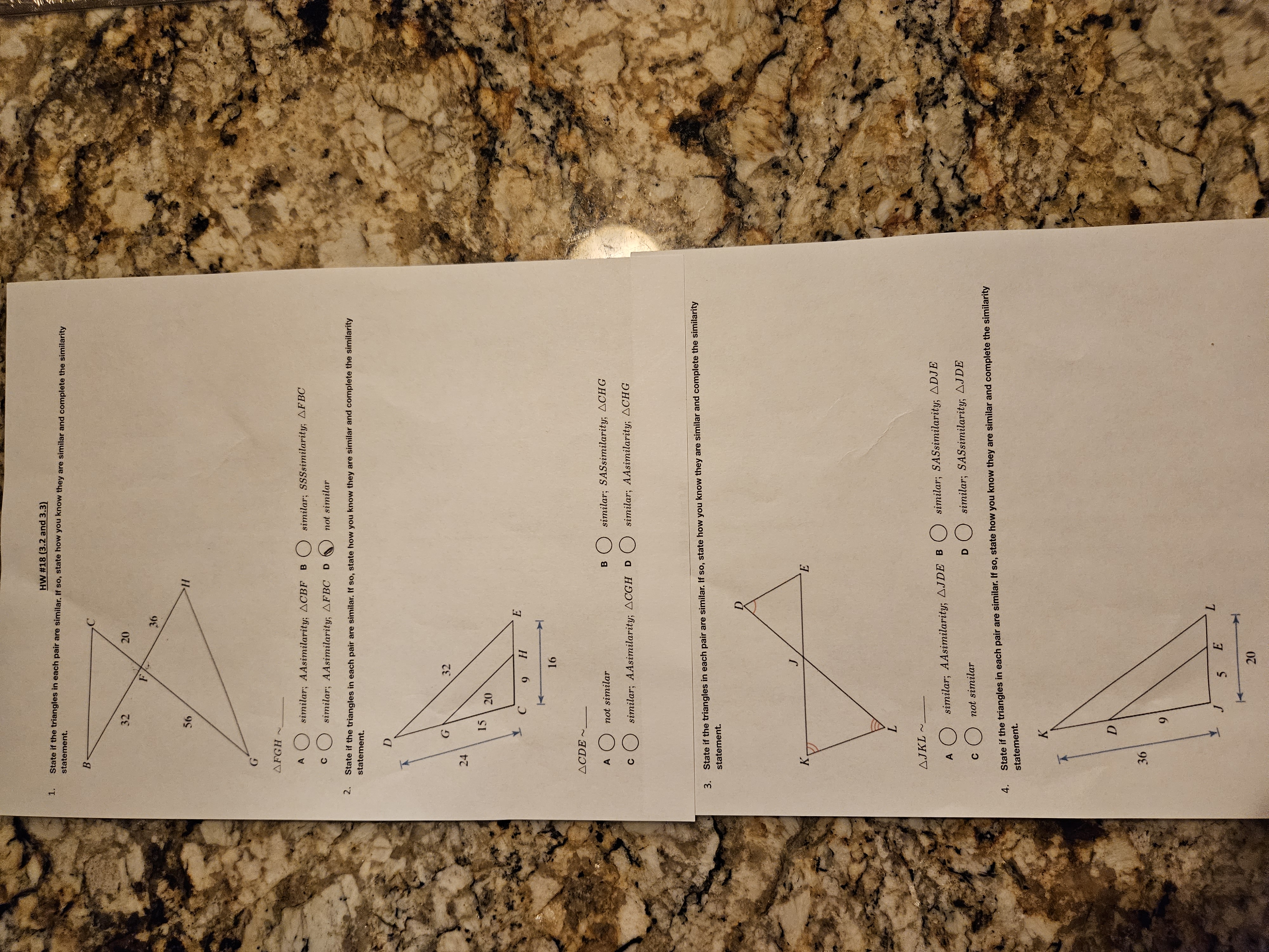1 . HW #18 (3.2 and 3.3) statement. State if the