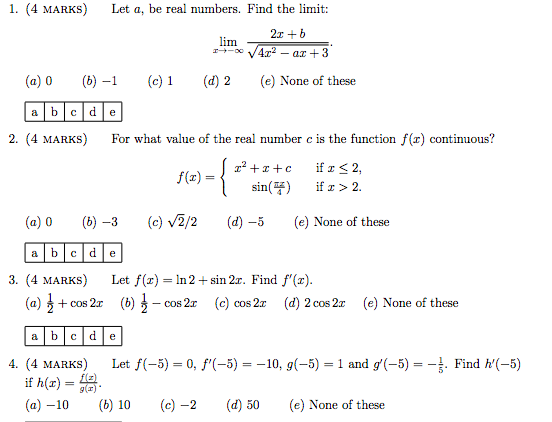 Please help 1. (4 MARKS) Let a, be real numbers. Find the