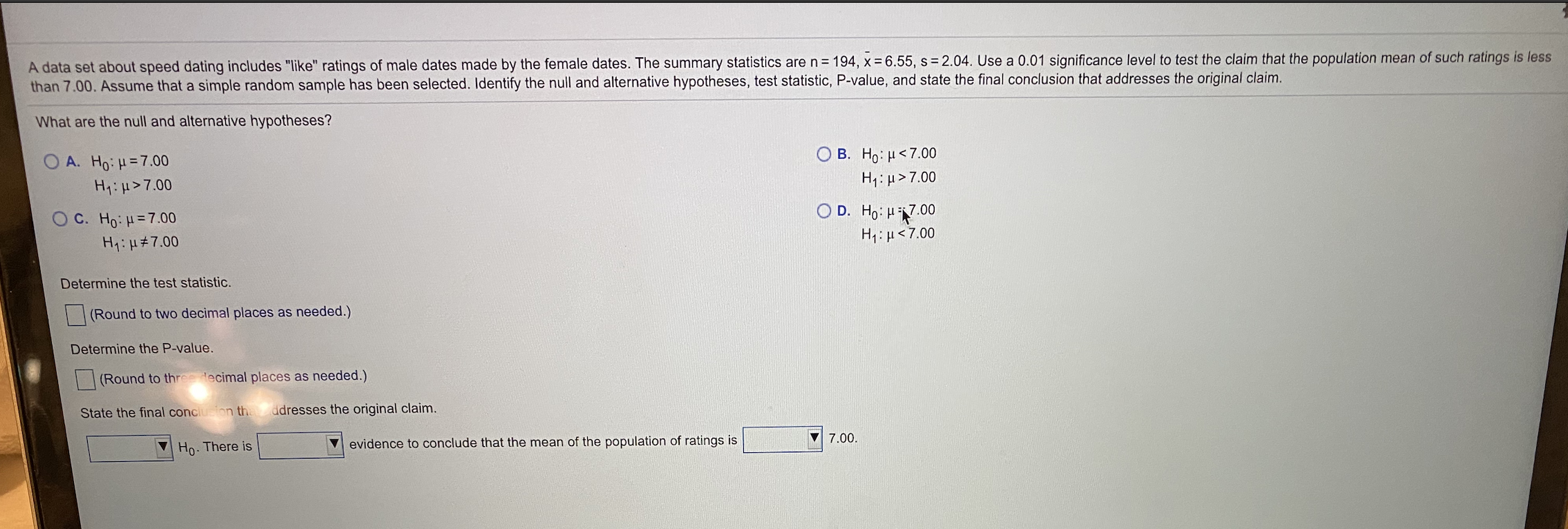 Very stuck on this one A data set about speed dating includes