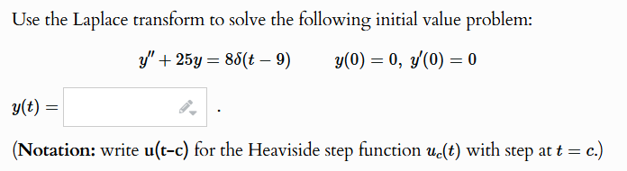 Use the Laplace transform to solve the following initial value problem:
