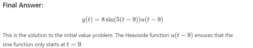 0, y'(0) =0 y( t) = 1 (1- 9) . - sin