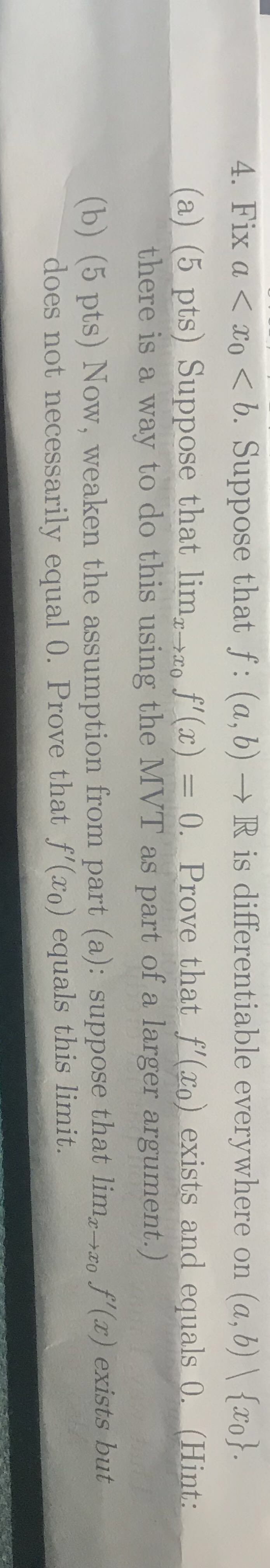  does not necessarily equal 0. Prove that f'(xo) equals this limit.