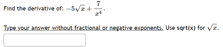 or negative exponents. Use sqrt(x) for Vx.-6 Let f(x) = -6x- Va+