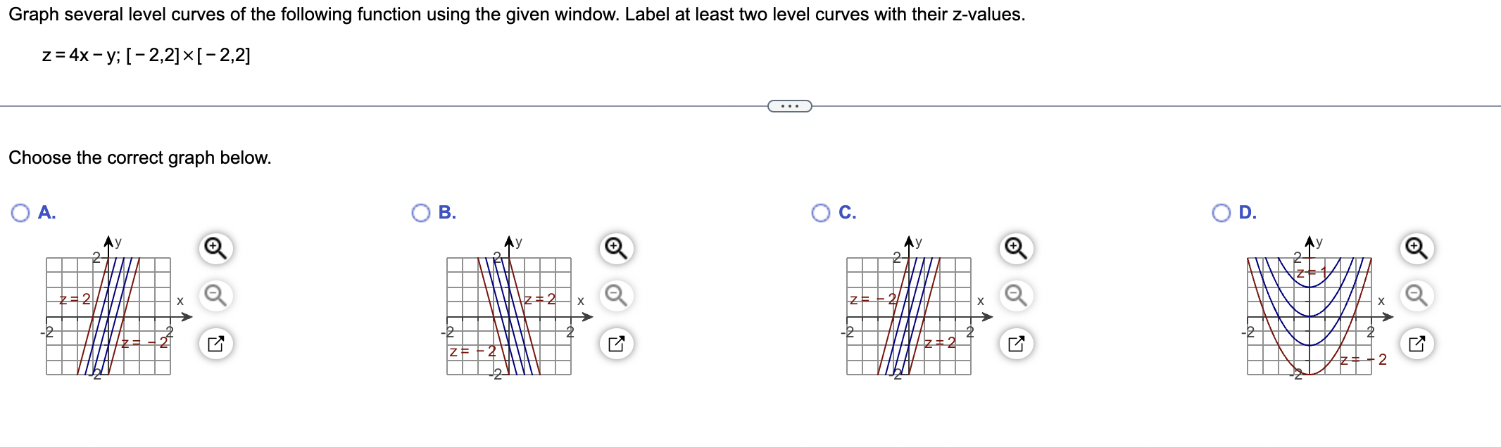  Graph several level curves of the following function using the given