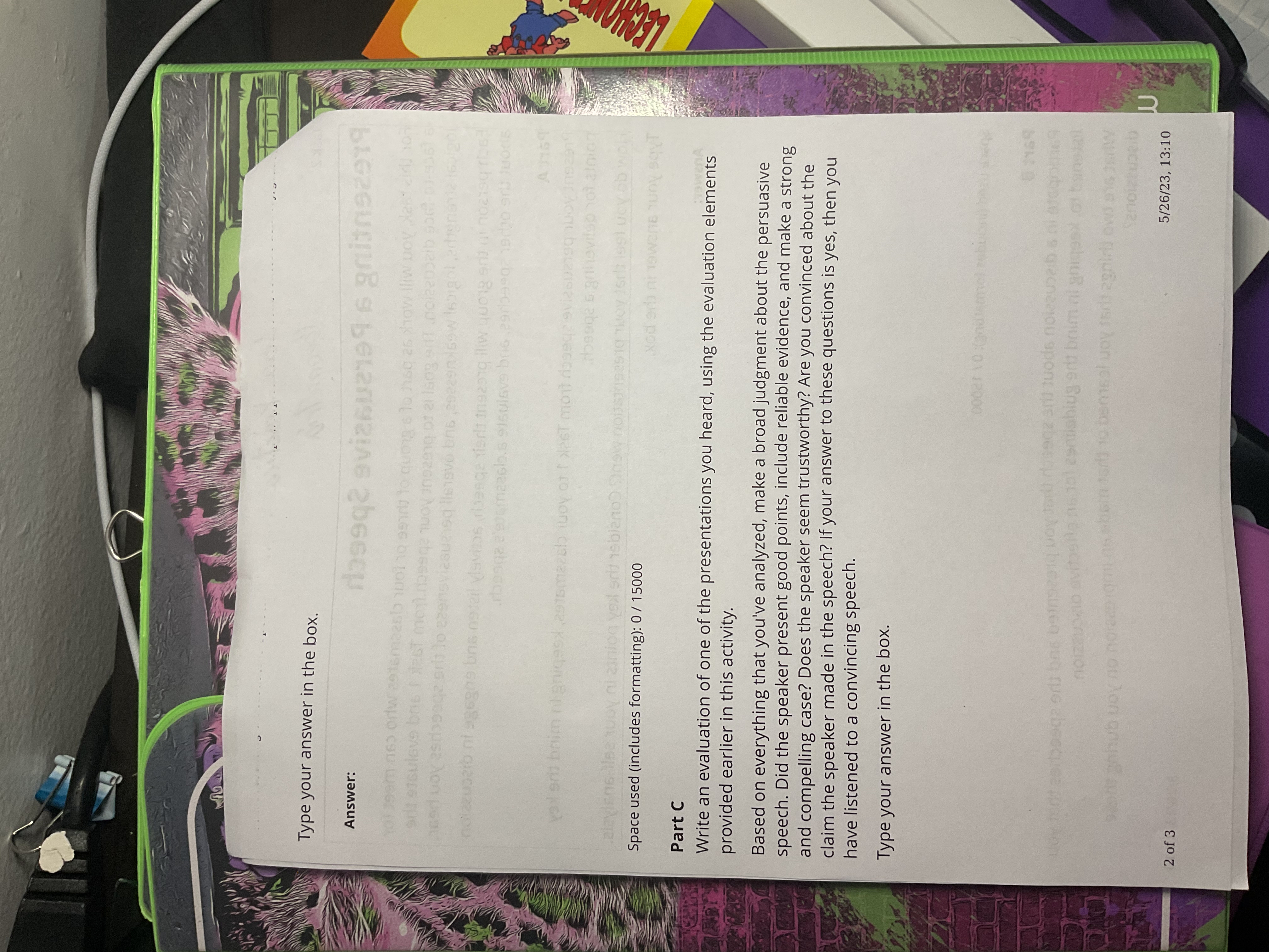 lowers Presenting a Persuasive Speech For this task, you will work as