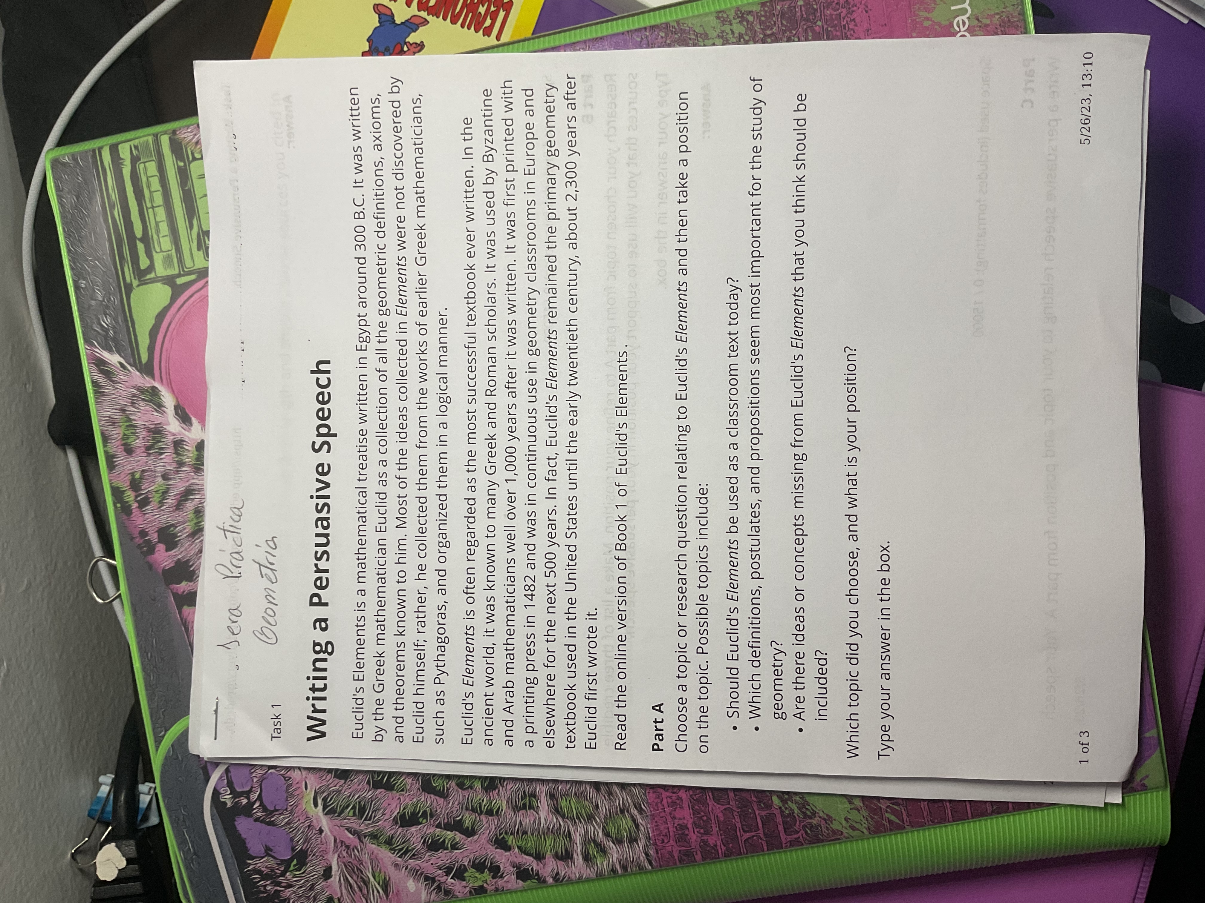 part of a group of three or four classmates who can meet