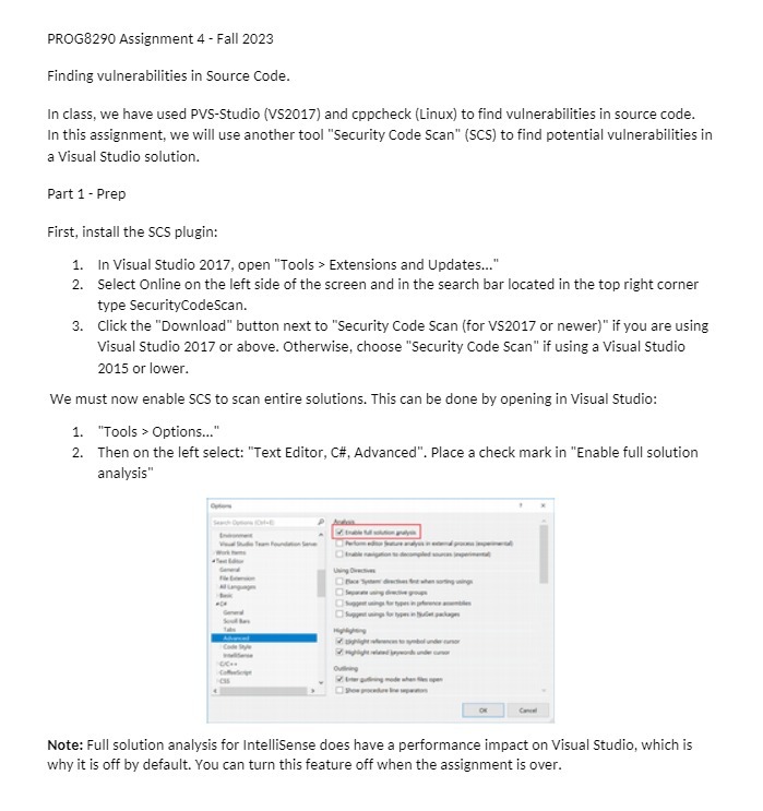  PROG8290 Assignment 4 - Fall 2023 Finding vulnerabilities in Source Code.