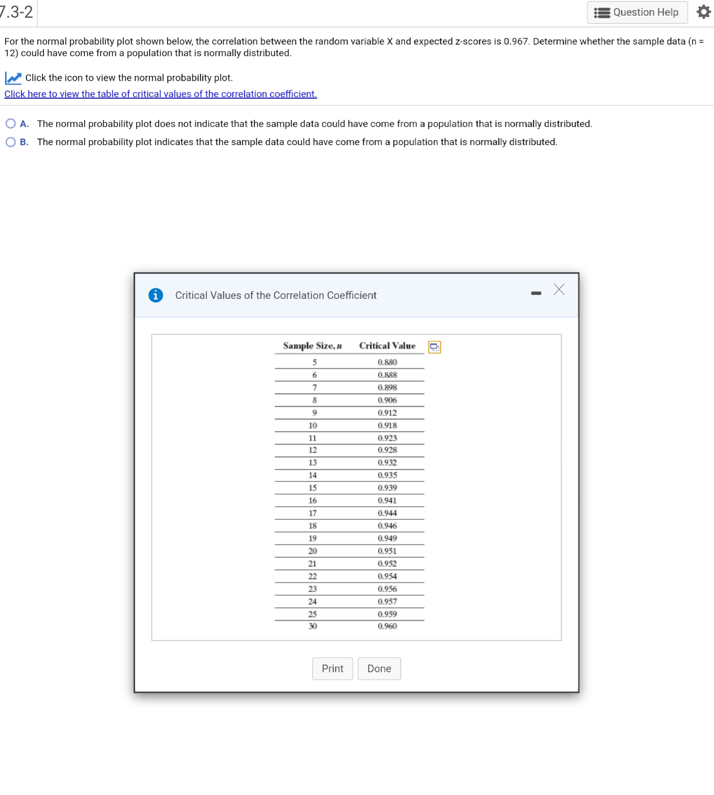 please solve all the questions .3-2 Question Help ormal probability plot shown