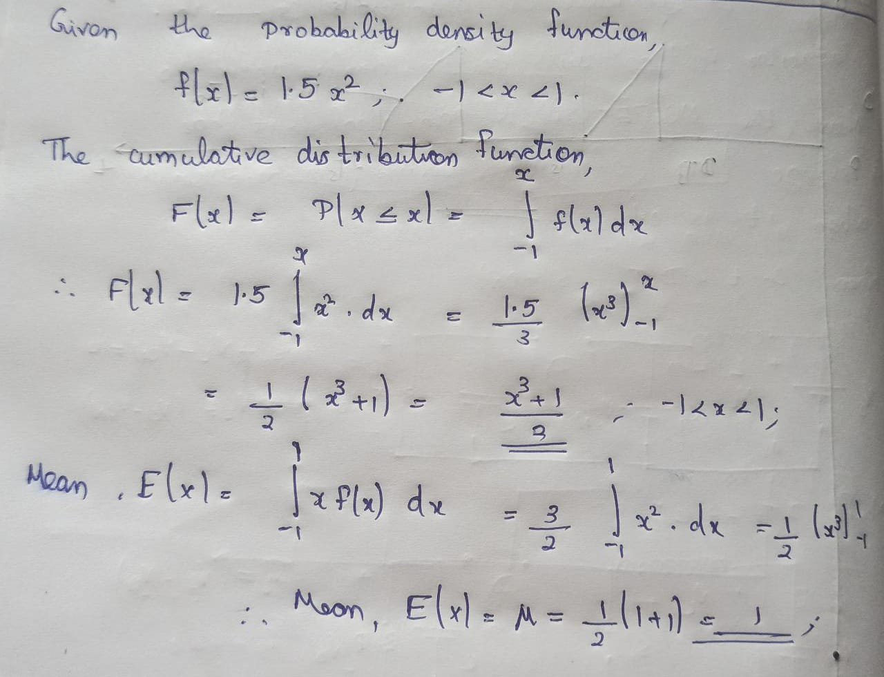Suppose f(X) = 1.5x 2 for 1 this is solution i have