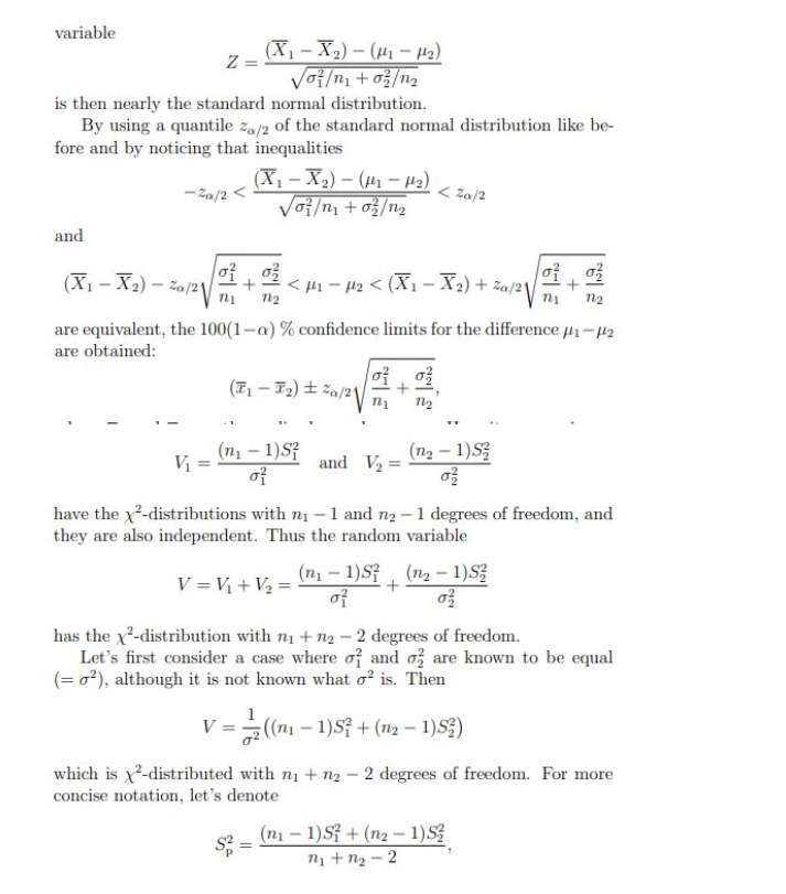 variable Z = (X1 - X2) - (141 -142) Voi/m +o;