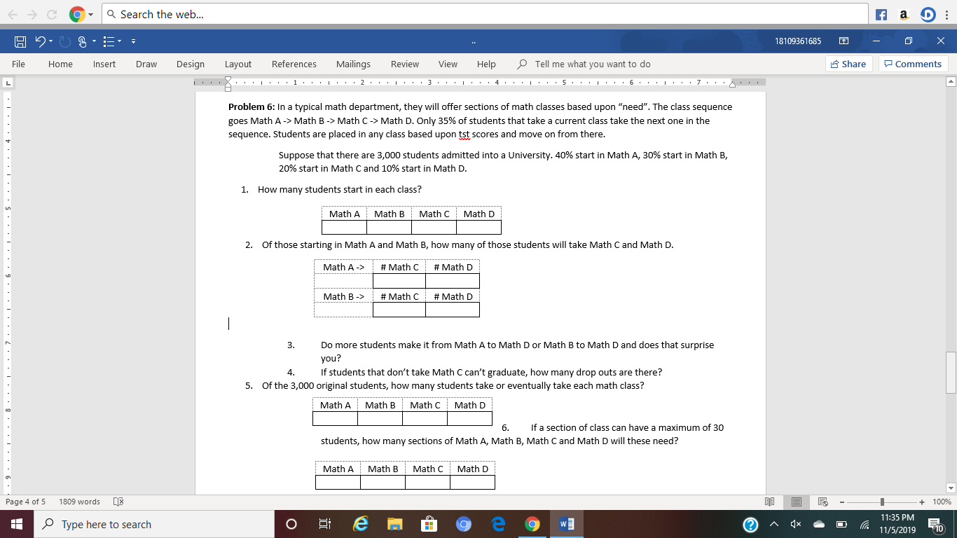 I need help solving the problem below Math B -> Math C->