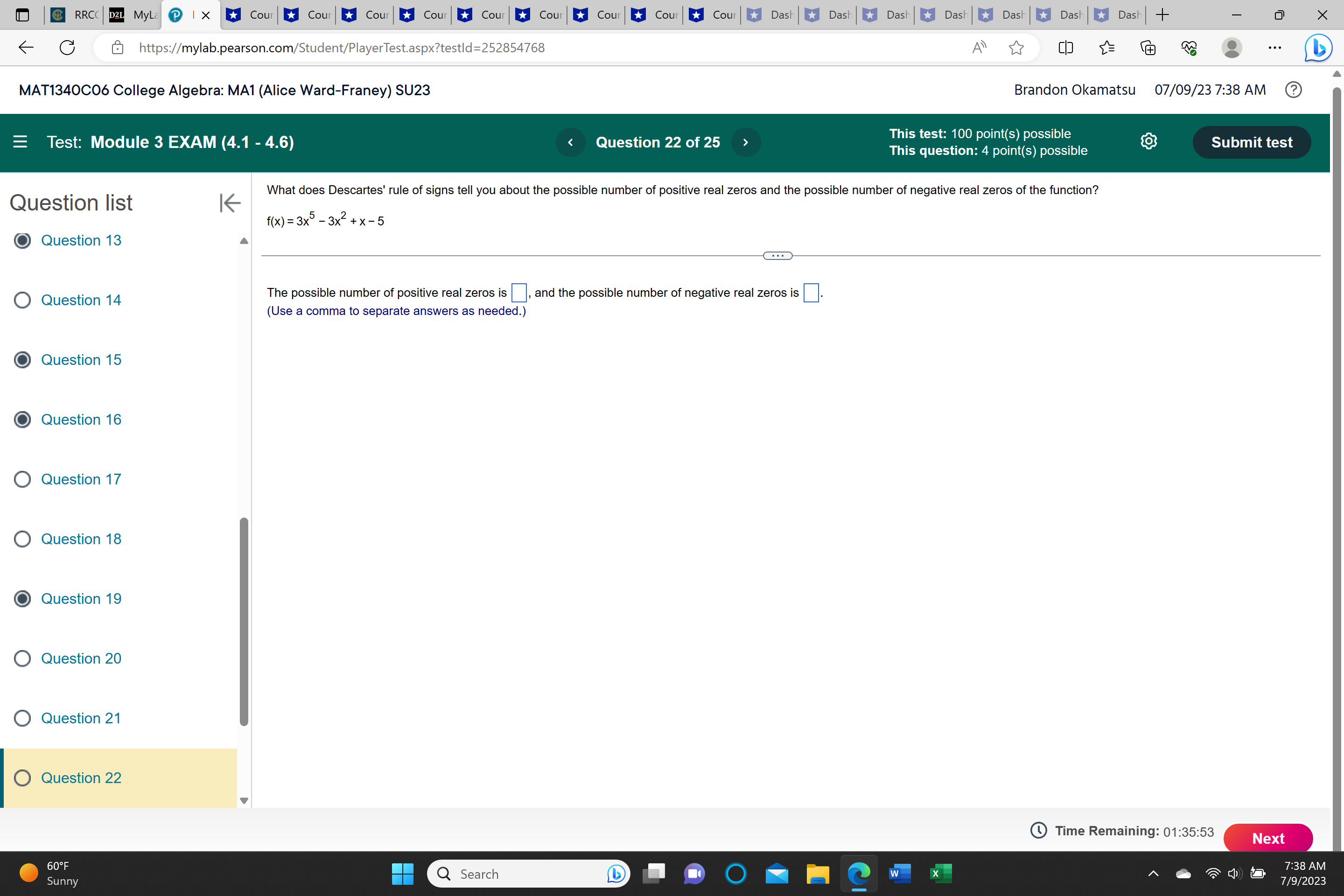  @ RRCC D2L MyLE @ 1 X * Cour * Cour