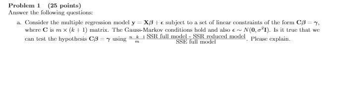 Problem 1 (25 points) Answer the following questions: a. Consider the