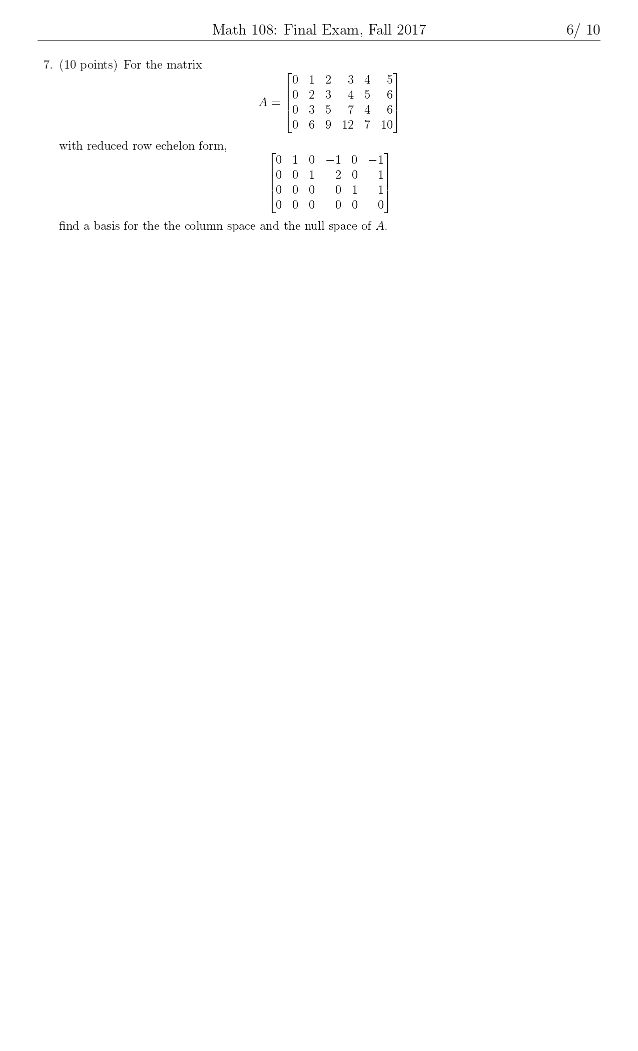 303+ 101T (d) (5 points) ((30,254 Math 108: Final Exam, Fall 2017