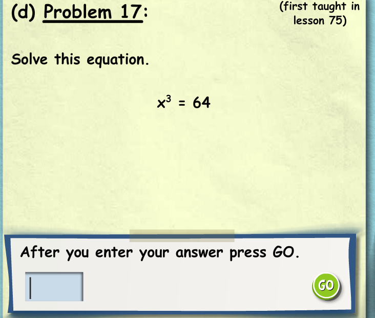  lesson 75) (d) Problem 17: (first taught in 5 Solve this