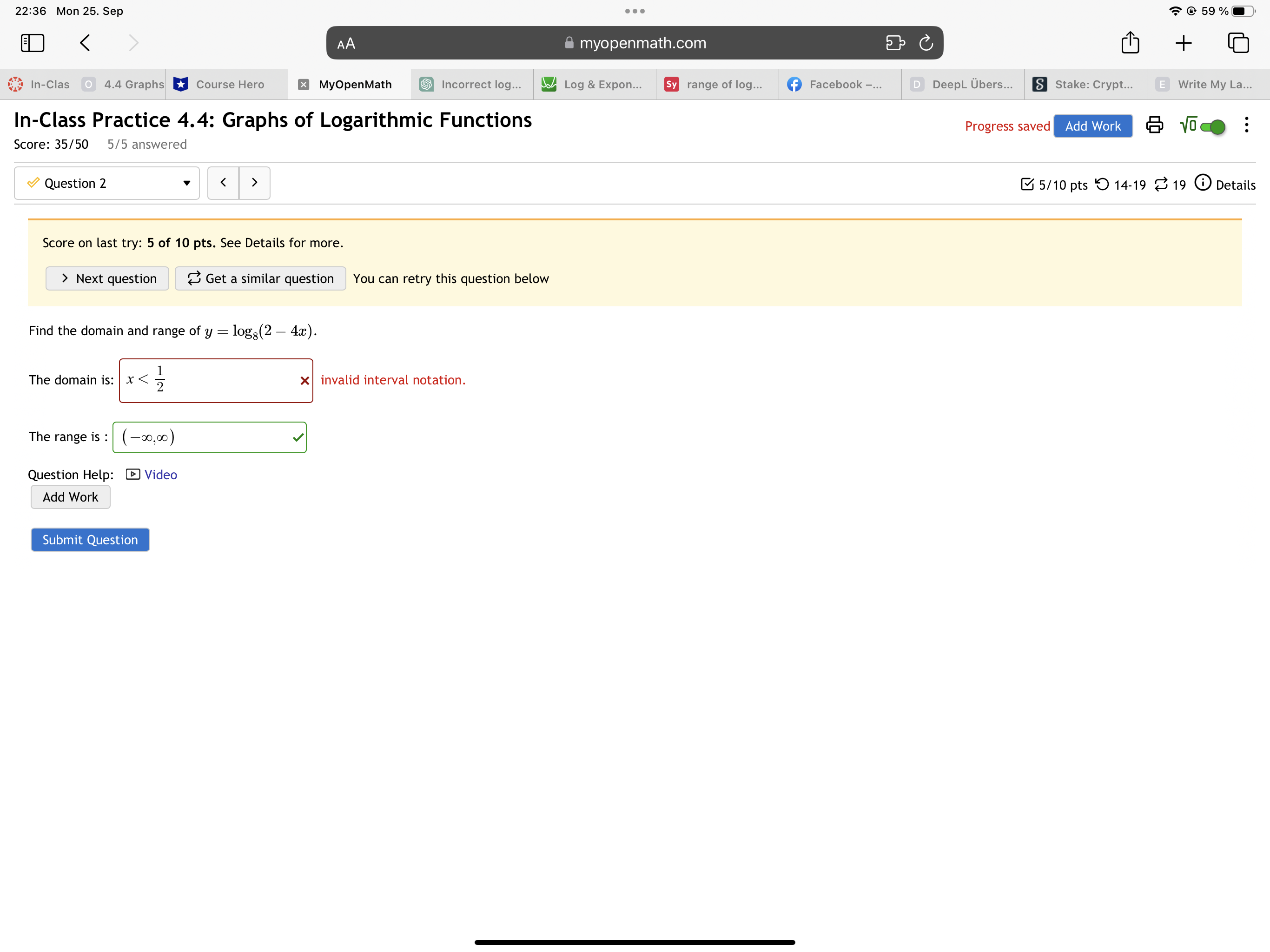 22:36 Mon 25. Sep . . . @ 59 % Next