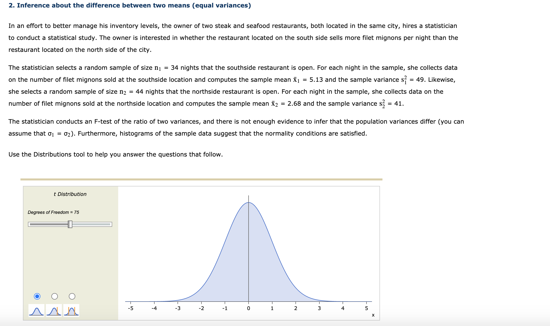  2. Inference about the difference between two means (equal variances) In