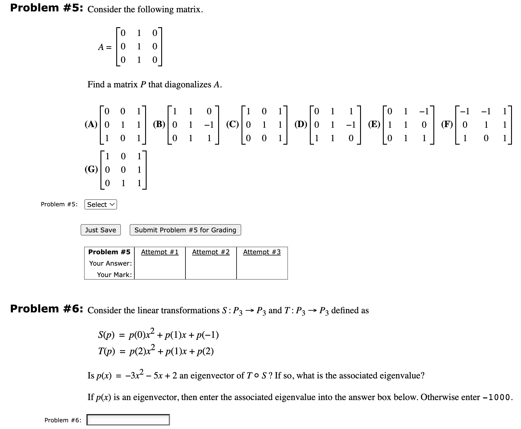 A = >ii1: =l P3 and T: P3 > P3 dened as