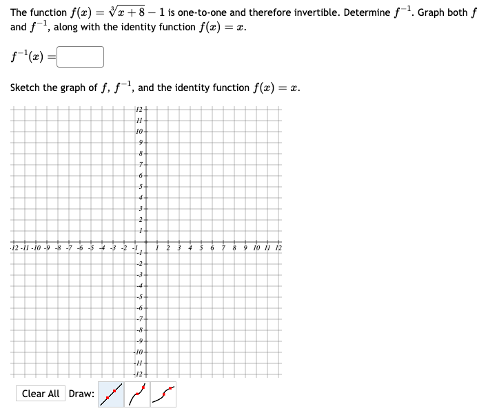 invertible. Determine f . Graph both f and f-1 , along with
