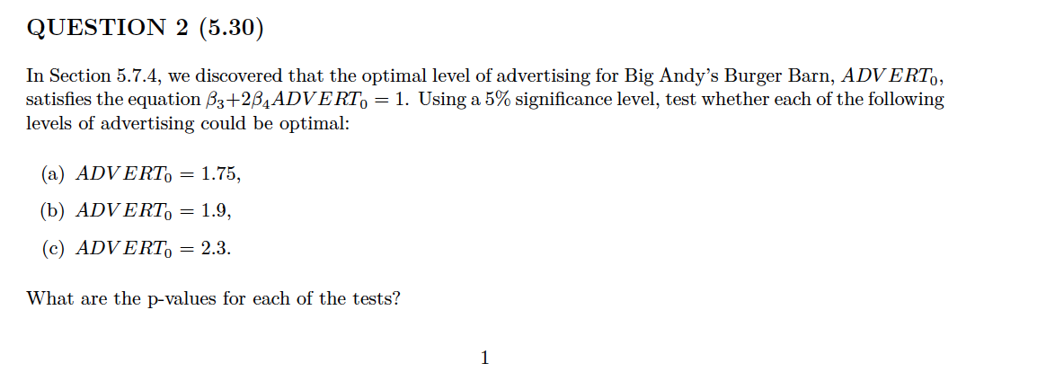(1mtest) library (car)QUESTION 2 (5.30) In Section 5.7.4, we discovered that the
