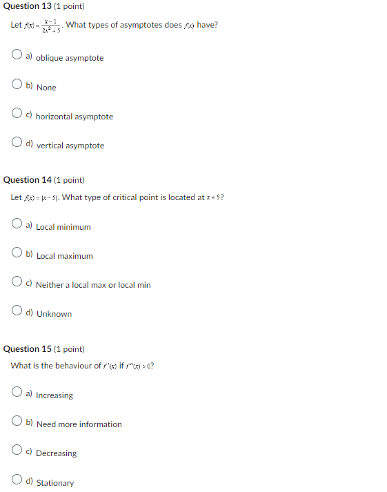 3 (2 points) Examine the sign chart and the graph that describes