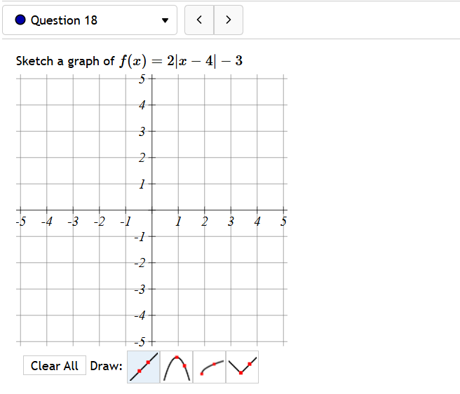 4 Complete an equation for the function graphed above y= Enter abs(x)