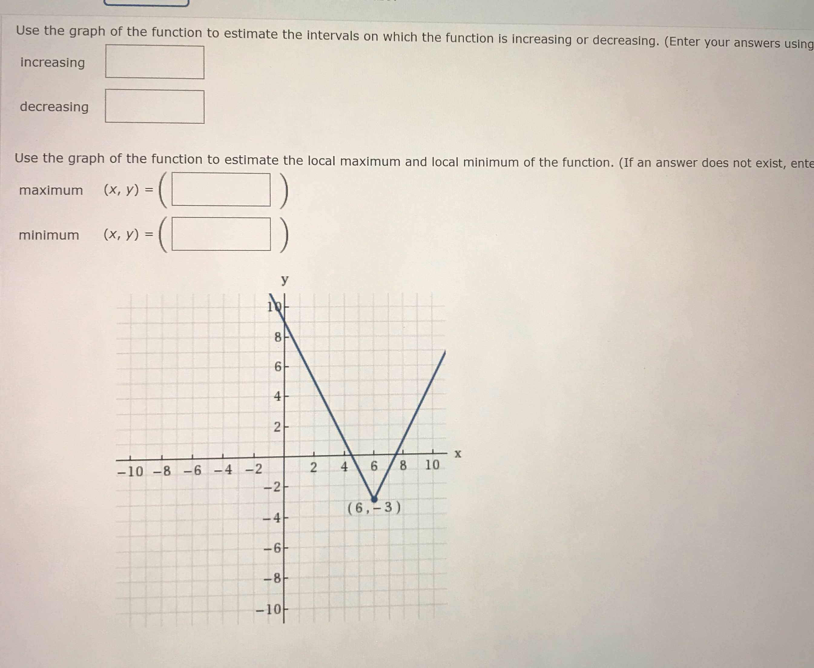 First question answer using interval notation Use the graph of the function