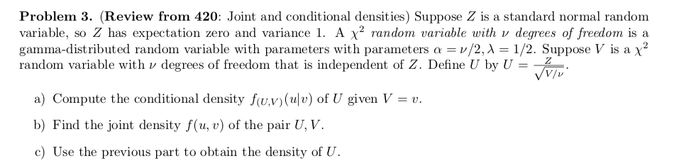 Question on Joint and Conditional densities in Probability Problem 3. (Review from