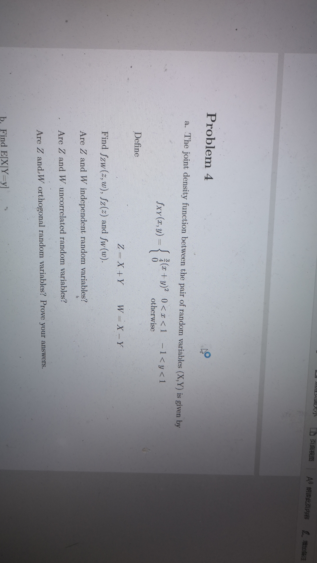  Problem 4 a. The joint density function between the pair of