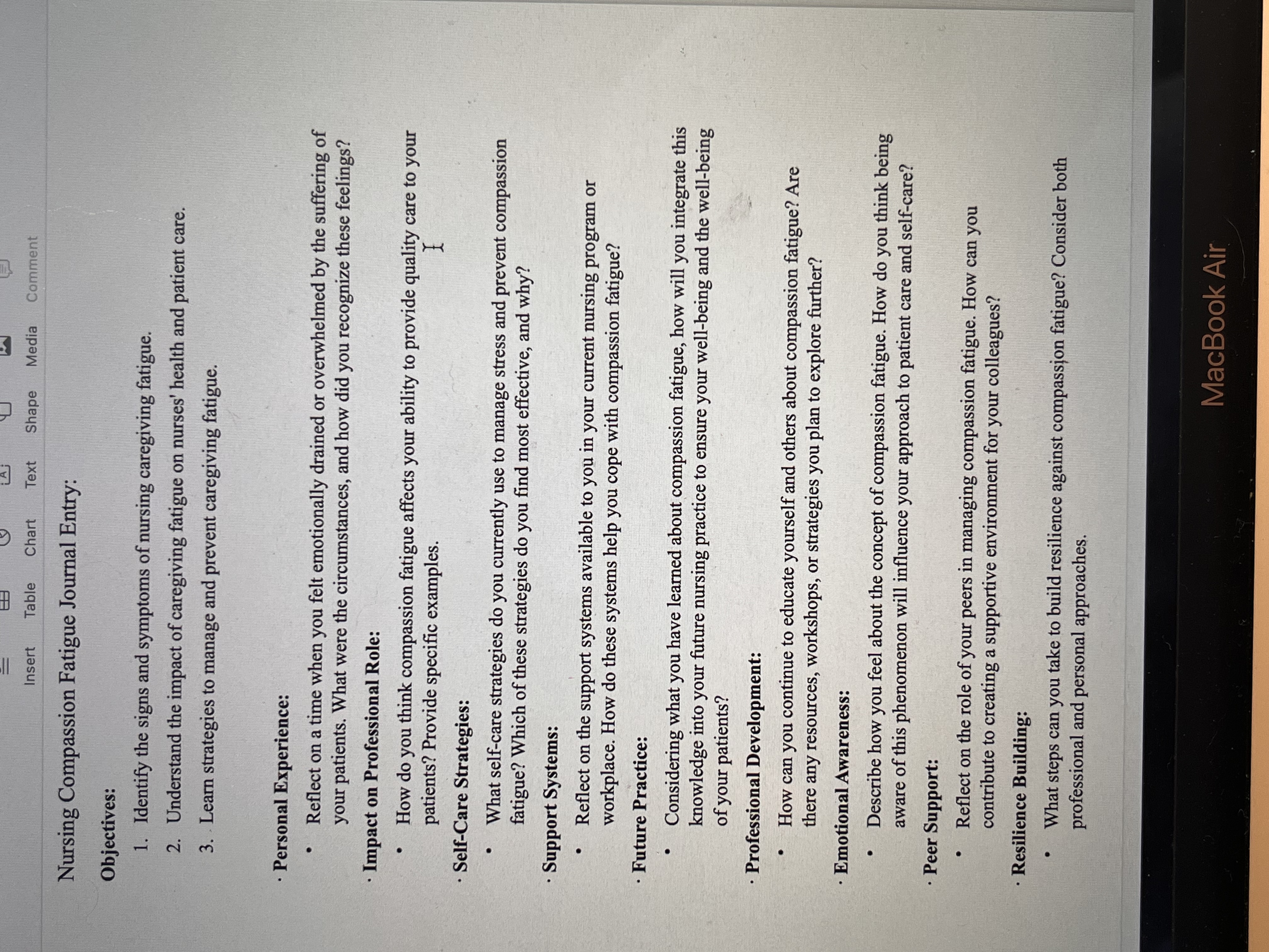 Insert Table Chart Text Shape Media Comment Nursing Compassion Fatigue Journal
